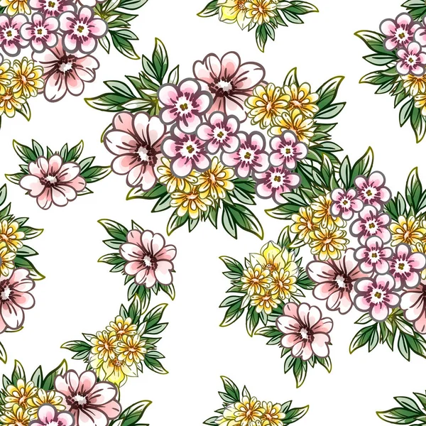 Fleurs Style Vintage Coloré Motif Sans Couture — Image vectorielle