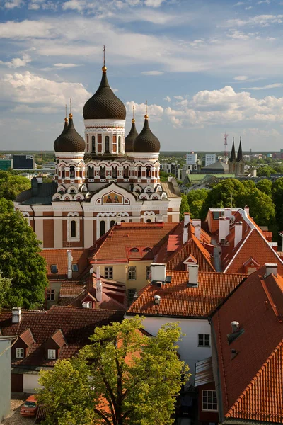 Tallinn Estônia Vista Torre Bell Igreja Cúpula Catedral Santa Maria — Fotografia de Stock
