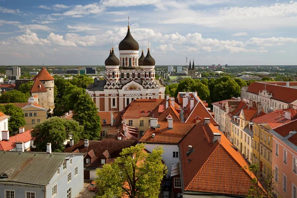 Tallin Estonia Widok Bell Tower Kopuła Kościoła Mary Cathedral Wzgórze — Zdjęcie stockowe