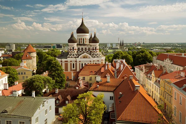 Tallin Estonia Widok Bell Tower Kopuła Kościoła Mary Cathedral Wzgórze — Zdjęcie stockowe