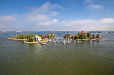 Helsinki, Finlandiya - feribotuna yaz deniz manzarası, Helsinki yakın Baltık Denizi'ndeki küçük Adaları