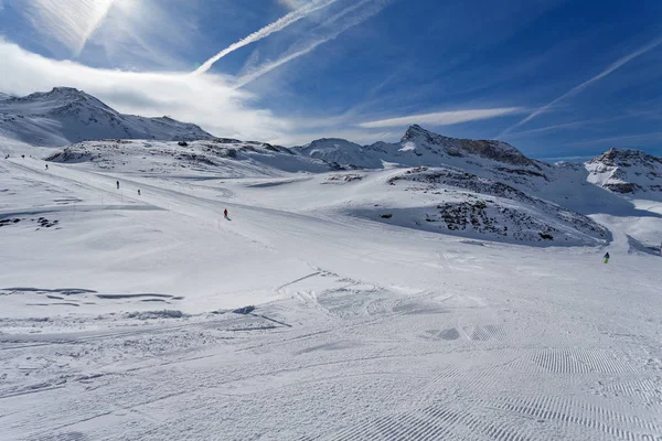 Cervinia Valle Aosta Italië Berg Skiën Snowboarden — Stockfoto