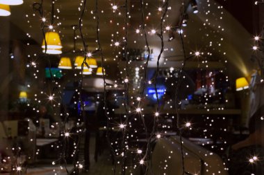 Işıklar, café pencere, gece