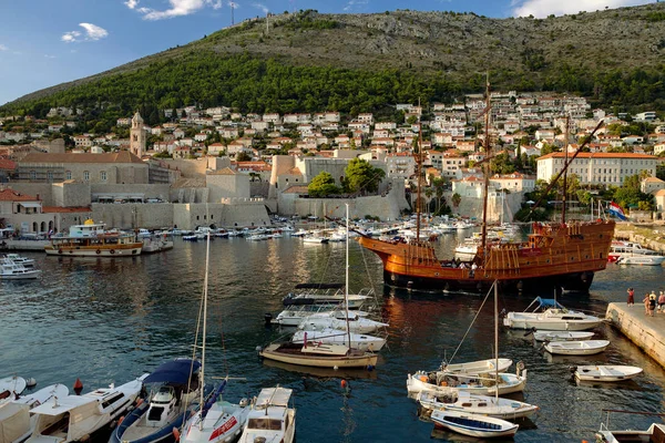 Dubrovnik Dalmacia Croacia Antiguo Puerto Dubrovnik Atardecer Casco Antiguo Dubrovnik — Foto de Stock
