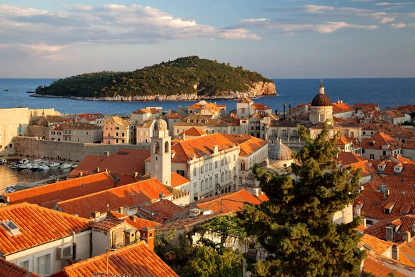 Dubrovník Dalmácie Chorvatsko Dubrovnického Starého Města Při Západu Slunce Pohled — Stock fotografie