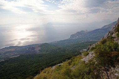Hırvatistan - Biokovo Doğa Parkı ve gün batımında, Sveti Jure Adriyatik Denizi