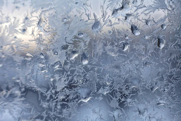Noel Buz Gibi Kar Tanesi Desen Pencere Camına — Stok fotoğraf