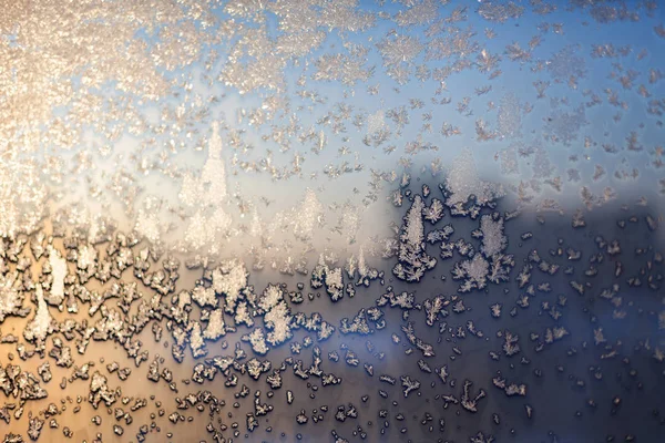 Natal Gelado Floco Neve Padrão Vidro Janela — Fotografia de Stock