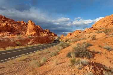 Alev vadisinde State Park günbatımı, Nevada, Amerika Birleşik Devletleri