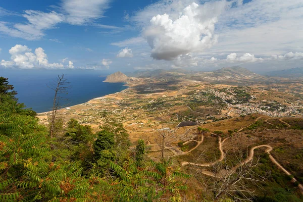 Erice Trapani Provinsen Sicilien Italien Panoramautsikt Från Erice Medelhavet Tyrrenska — Stockfoto