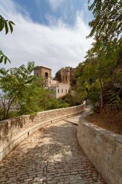 Erice, Sicilya, İtalya - Pepoli Kalesi Venüs Castle (Castello di Venere) da denir. Norman Kalesi, Venüs için bir kale. Torretta Pepoli.