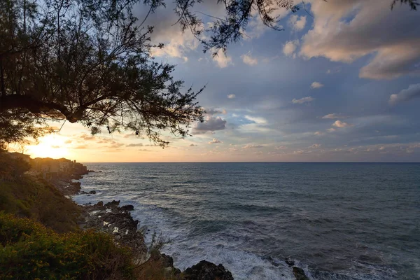 Cefalù Tramonto Sicilia Italia Mar Mediterraneo Mar Tirreno — Foto Stock