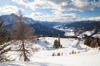 Monte Elmo, Dolomites, İtalya - dağ Kayak ve snowboard. Sexten (Sesto), Trentino-Alto Adige, Puster Vadisi (Alta Pusteria), South Tyrol.