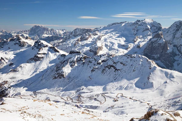 Dolomitas Itália Vista Sass Pordoi Arabba Marmolada Val Fassa — Fotografia de Stock