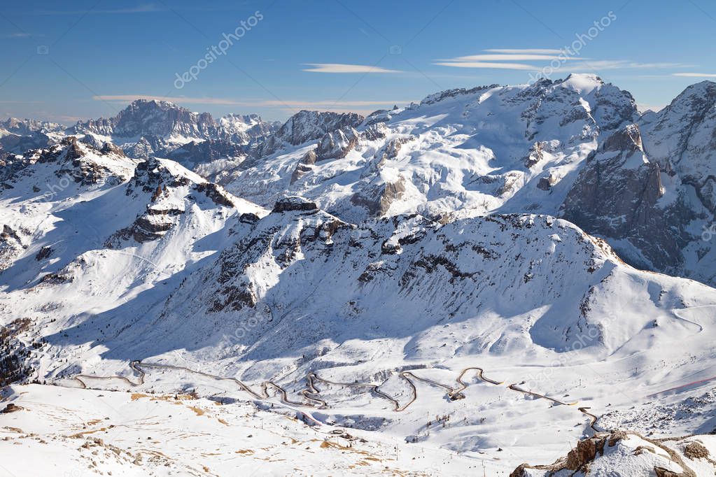 Dolomites, Italy - View from Sass Pordoi, Arabba-Marmolada, Val Di Fassa
