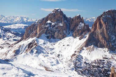 Dolomites, İtalya - Sass Pordoi, Arabba-Marmolada, Val Di Fassa görünümünden