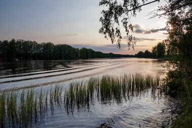 River Kymijoki (Kymi) at sunset, Finland 