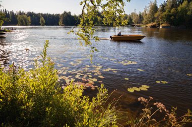 River Kymijoki (Kymi) at sunset, Finland 