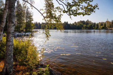 River Kymijoki (Kymi) at sunset, Finland 