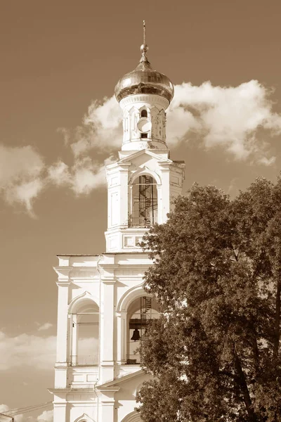 Mosteiro São Jorge Yuriev Veliky Novgorod Rússia Torre Sino Mosteiro — Fotografia de Stock