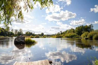 Karelia, Rusya - Vuoksi Nehri (Vuoksa) nehri, yaz
