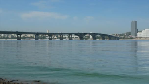 Vista Del Puente Sobre Volga Entre Saratov Engels — Vídeo de stock