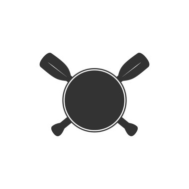 Özel kano ve kürek çekme logosu yaratmak için boş bir rozet şablonu. Vektör illüstrasyonu