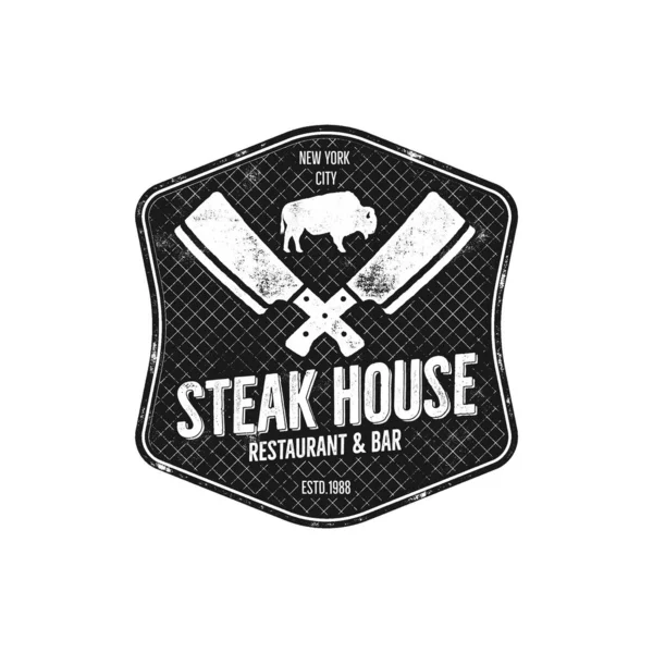 Steak House Vintage Label Τυπογραφικό Σχέδιο Επιστολόχαρτου Διάνυσμα Μπριζόλα Σπίτι — Διανυσματικό Αρχείο