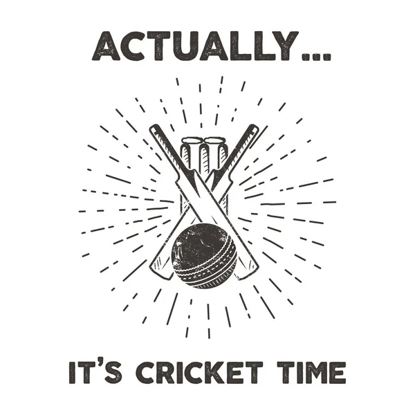 Retro Cricket Club Emblem Design. Cricketing Logo Icon Design. Grillen-Abzeichen. Sport-Logo-Symbole mit Cricketzubehör, Ausrüstung. Retro-Buchdruck-Effekt. — Stockvektor