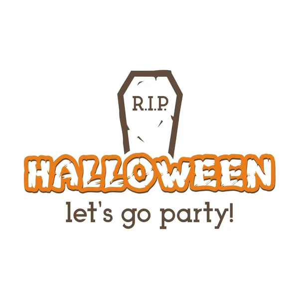 Halloween Rip Party Label Template Met Grafsteen Typografie Elementen Vectortekst — Stockvector