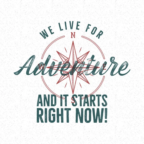 Adventure Vintage Label Print Design Live Adventure Sign Typography Style — Stock Vector