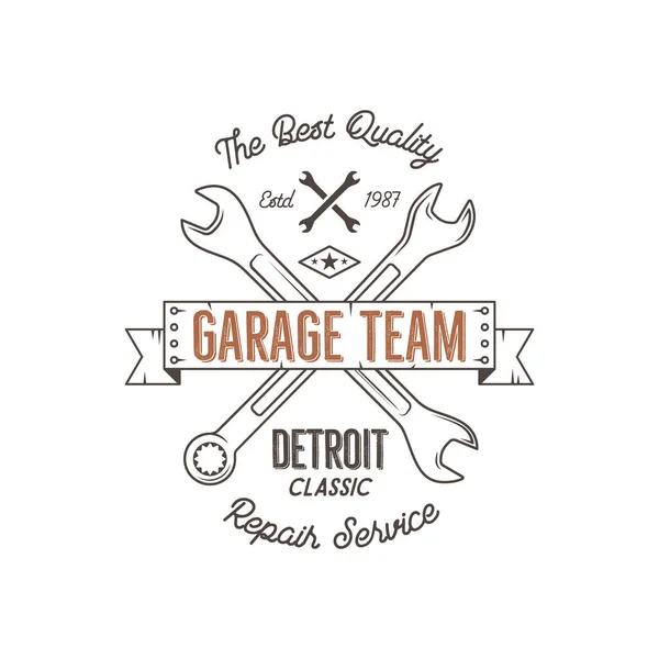 Garaj Servisi Klasik Tişört Tasarımı Grafikleri Detroit Klasiği Tamir Servisi — Stok Vektör