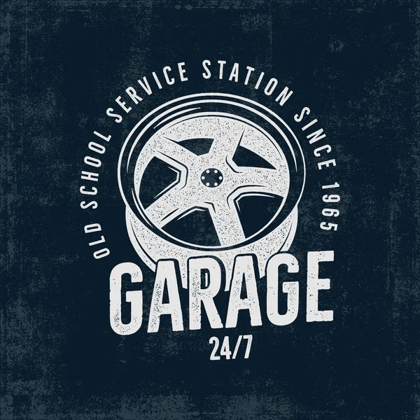 Garage Ouderwets Tankstation Label Vintage Tee Design Graphics Complete Auto — Stockvector