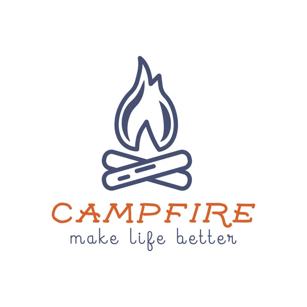 Conception Logo Camping Avec Typographie Éléments Voyage Feu Camp Texte — Image vectorielle