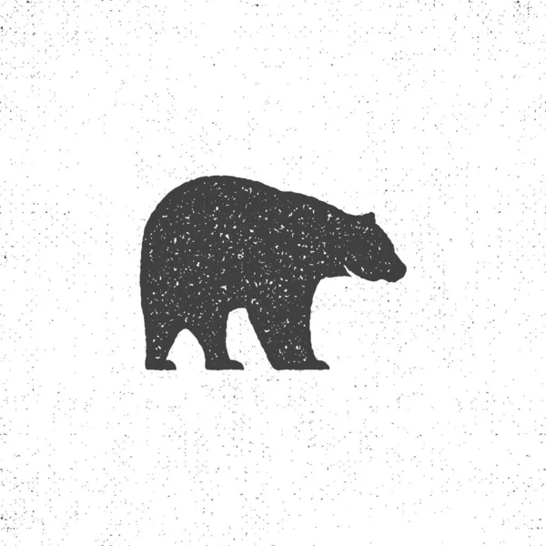 Oso Vintage Mascota Símbolo Icono Estilo Silueta Áspera Diseño Monocromo — Archivo Imágenes Vectoriales