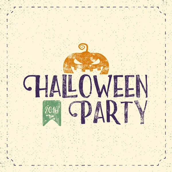 Halloween 2016 Party Etikettenschablone Mit Kürbis Und Typografie Elementen Vektortext — Stockvektor