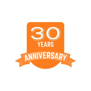 30 yıllık yıldönümü rozeti, imzala. 30. yıl dönümünün amblemi. Numaranı düzenlemek kolay, metin. Yıldönümü logo vektör çizimi beyaz arkaplanda izole edildi.