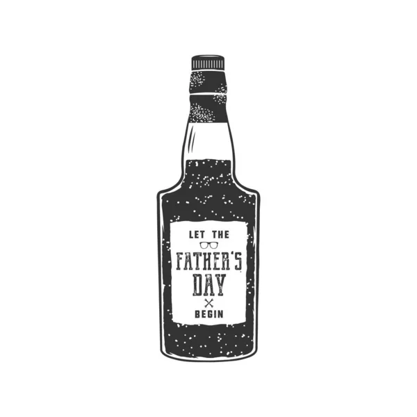 父亲节标签设计 带有标志的朗姆瓶 让父亲节开始吧 庆祝父亲节的有趣的假日概念 在白色背景上孤立的种群矢量说明 — 图库矢量图片