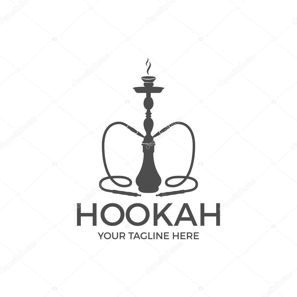 Hookah relax label, badge. Vintage shisha logo. Lounge cafe emblem. Arabian bar or house, shop. Isolated. Stock vector illustration