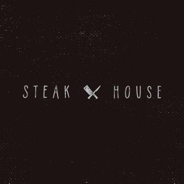 Biftek Lokantası Vintage Etiketi. Tipografi antetli baskı tasarımı. Vektör.