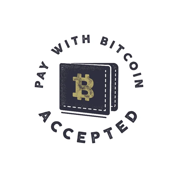 Bezahlen Sie Mit Bitcoin Accepted Emblem Kryptowährungen Und Konzepte Logo — Stockvektor