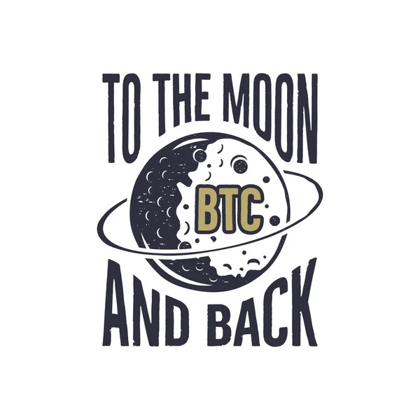 Lustiges Bitcoin Konzept Der Preisänderung Btc Zum Mond Und Zurück — Stockvektor