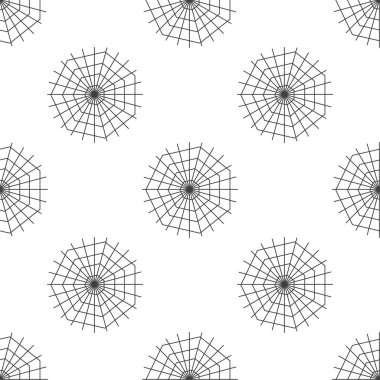 Vektör Cadılar Bayramı kusursuz desen. Örümcek ağı sembolleri. Bayram tatili için korkunç bir duvar kağıdı. Beyaz arkaplanda izole edilmiş nesneler