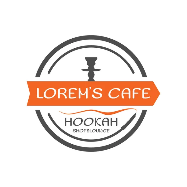 Hookah标签 复古什叶圆风格的标志 客厅咖啡厅标志 阿拉伯酒吧或房子 孤立无援种群矢量说明 — 图库矢量图片