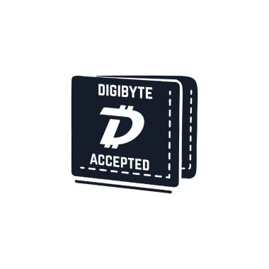 Digibyte dijital varlık kabul edildi. DGB cüzdanı. El yapımı kripto amblemi. Baskı için engelleme teknolojisi çıkartması. Stok vektör çizimi beyaz arkaplanda izole edildi.