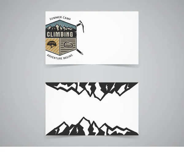 Modèle Carte Visite Propre Aventure Montagne Concept Escalade Avec Montagne — Image vectorielle