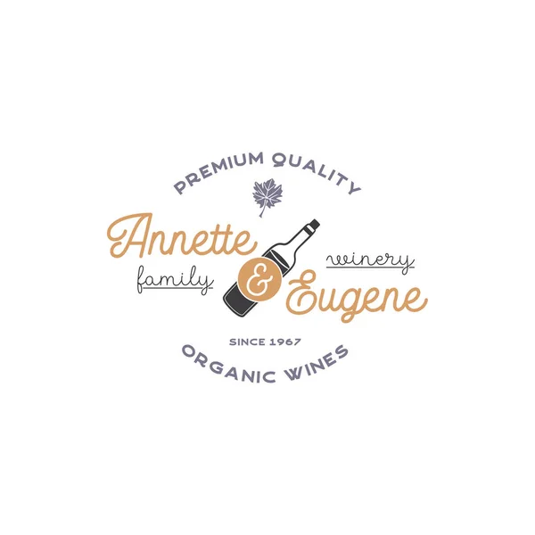Cantina Famiglia Logo Dell Enoteca Vini Biologici Qualità Premium Distintivo — Vettoriale Stock