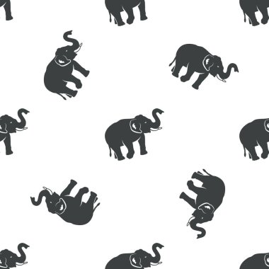 Fil desenli tasarım. Silüet retro tarzında kusursuz bir geçmişi olan Afrika hayvanları. El yapımı duvar kağıdı şablonu. Stok vektör illüstrasyonu beyaz arkaplanda izole edildi