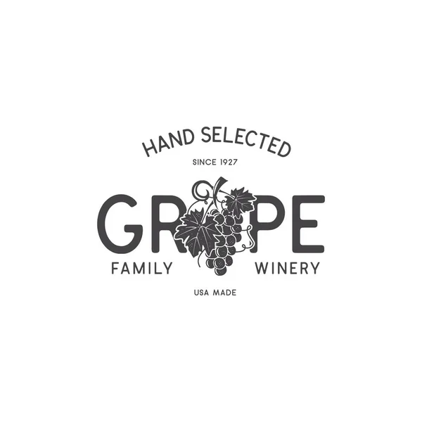 Family Wine Shop Concetto Modello Logo Cantina Progettazione Vite Foglia — Vettoriale Stock