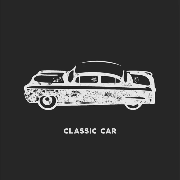 Vintage Handgetekende Auto Retro Auto Symbool Ontwerp Klassieke Auto Embleem — Stockvector